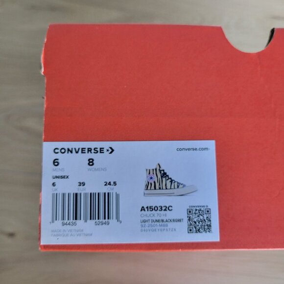 ⭐Converse Chuck 70 Hi Sz 8 Womens Shoes Zebra Print Canvas Glow Sneaker A15032C⭐ - Picture 11 of 13